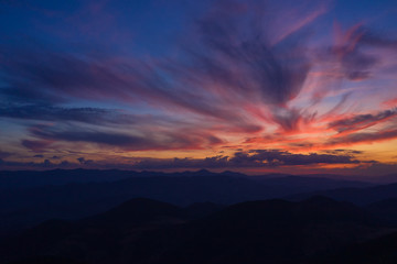 Very beautiful color sunset in the mountains