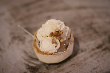 Coconut ice cream topping