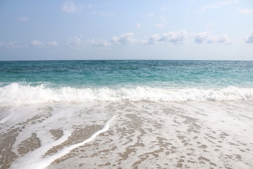 Sea beach and blue sky sun daylight relaxation landscape viewpoint for design postcard ,calendar or background of modeling