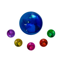 Vector Collection of Realistic Metallic Balls Isolated on White Background, Colorful Spheres.