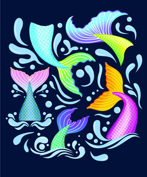 Mermaid tail and water splash set