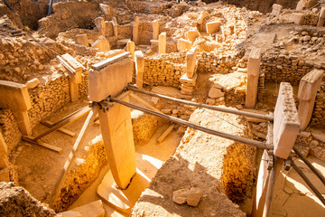 The beginning of time. Ancient site of Gobekli Tepe in Turkey. Gobekli Tepe is a UNESCO World Heritage site. The Oldest Temple of the World. Neolithic excavations. Pre-Pottery Neolithic.