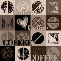 Fototapety  Kawa. Abstrakcyjne ziarna kawy na brązowym tle
