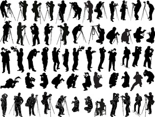 illustration with fifty nine photographers on white