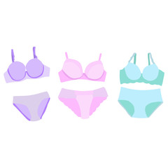 vector, isolated, lingerie, bra and underpants, set