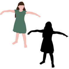 vector, isolated, silhouette of a girl in a flat style, no face
