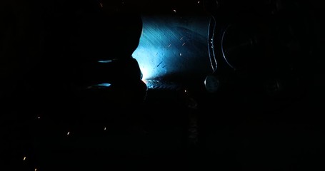 Welding work,Worker at the factory welding steel structure,Industrial worker	