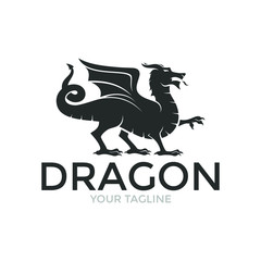 template logo dragon isolated white background