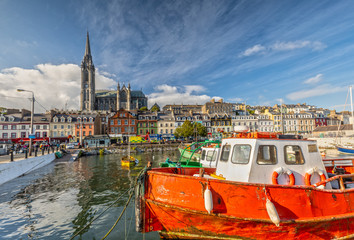Impression of the St. Colman's Cathedral in Cobh near Cork, Ireland