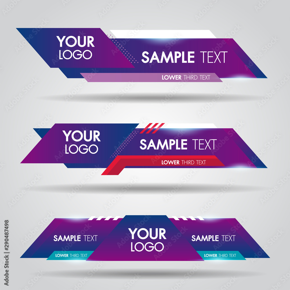 Poster lower third white and colorful design template modern contemporary. set of banners bar screen broadc