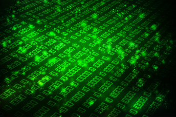 2d illustration abstract digital binary data on computer screen