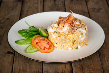 seafood fried rice traditional thai food.