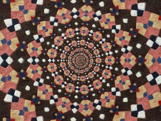 Colorful digital graphic kaleidoscope symmetry mandala style in laser light trial pattern, Tie Dye...