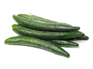 Green cucumber on the white background 