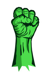 Green revolution for climate, ecology and environment. Environmentalist activism, rebellion, riot, uprising. Green policy and politics. Vector illustration isolated on white