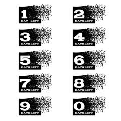 day left number set black grunge design on a white bg eps 10 vector