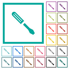 Single screwdriver flat color icons with quadrant frames