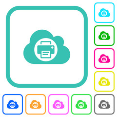Cloud printing vivid colored flat icons