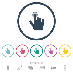 right handed clicking gesture flat color icons in round outlines