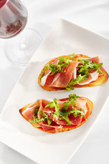 Bruschetta with Parma Ham and Parmesan Cheese