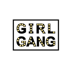 Slogan Girl Gang with gold rivets. T-shirt design.
