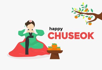 happy chuseok day tradional culture of south korea. - vector illustration