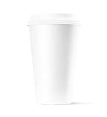 Realistic blank paper cup mockup. Coffee to go, take out mug. Vector illustration. EPS10.	