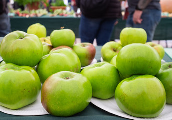 Green apples on display at an Autumn Fair