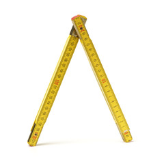 Wooden folding ruler on white background