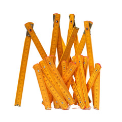 Wooden folding ruler on white background