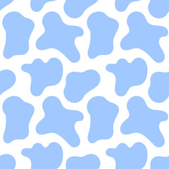 Fototapeta na wymiar Cow spots seamless blue pattern or animal print or dalmatian dog stains. Vector illustration Eps 10