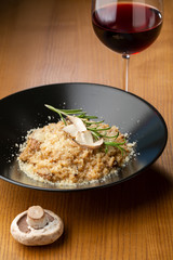 Risotto with mushrooms, food close-up
