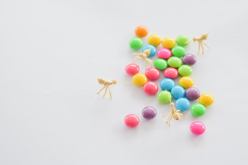 Colorful candies isolated on white background. Sweets and colorful concept.