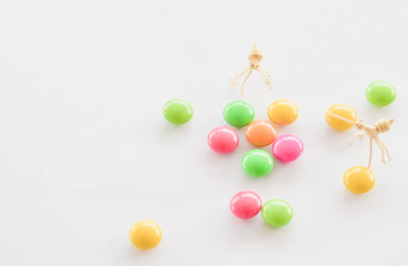 Colorful candies isolated on white background. Sweets and colorful concept.