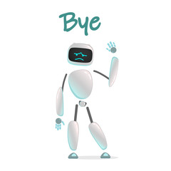 RPA. Funny white robot in different comic situations and moods. Modern technologists of the invention of the future, artificial intelligence. robotics and bots