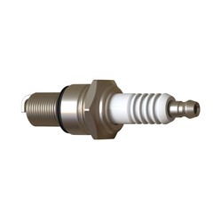 car spark plug used for ignition, Spark plug after use, isolate on white background, made form steel, ceramic, aluminum. 3D rendering of excellent quality in high resolution
