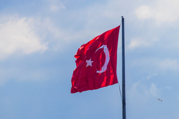 Turkish flag waving in the sky