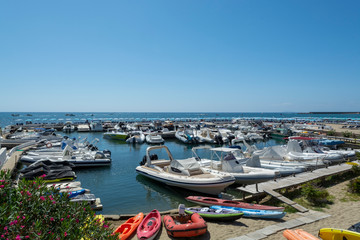 Fototapeta na wymiar View on San Felice Circeo sea bay and pier, Lazio, Italy