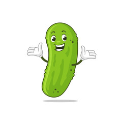Cute and funny pickle mascot vector cartoon illustration