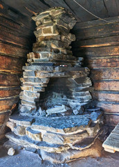 Old stove in wilderness hut