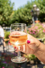 Street wine festival on Mosel river, Germany, during grape harvest