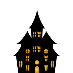 haunted castle halloween isolated icon