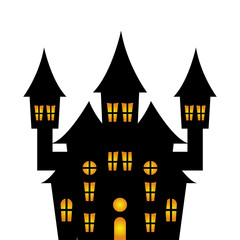 haunted castle halloween isolated icon