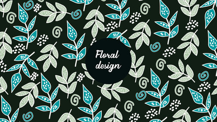 Naklejka premium floral pattern, floral background, floral vector design, leaves background, flowers, leaves, leaves patter