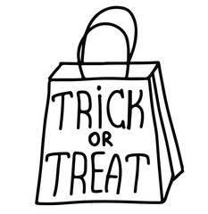 Hand drawn halloween vector treack or treat bag icon