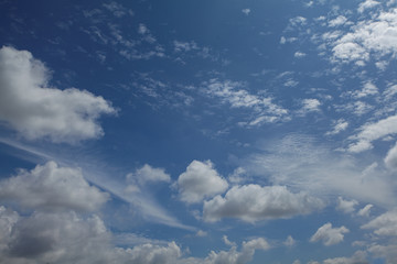 Fototapeta premium Beauty white cloud and clear blue sky in sunny day texture background