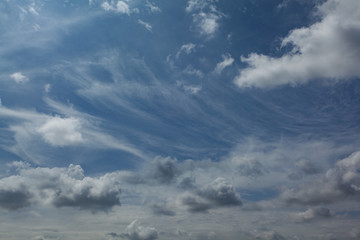 Naklejka na ściany i meble Blue sky Has a beautiful white cloudy mass With copy space