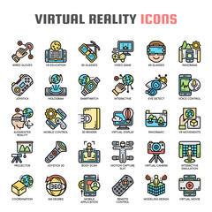 Virtual Reality , Thin Line and Pixel Perfect Icons