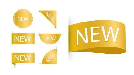 Tags set. Vector badges and labels with inscription "NEW".