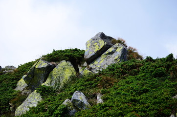 View of mountains and rocks on a sunny summer day